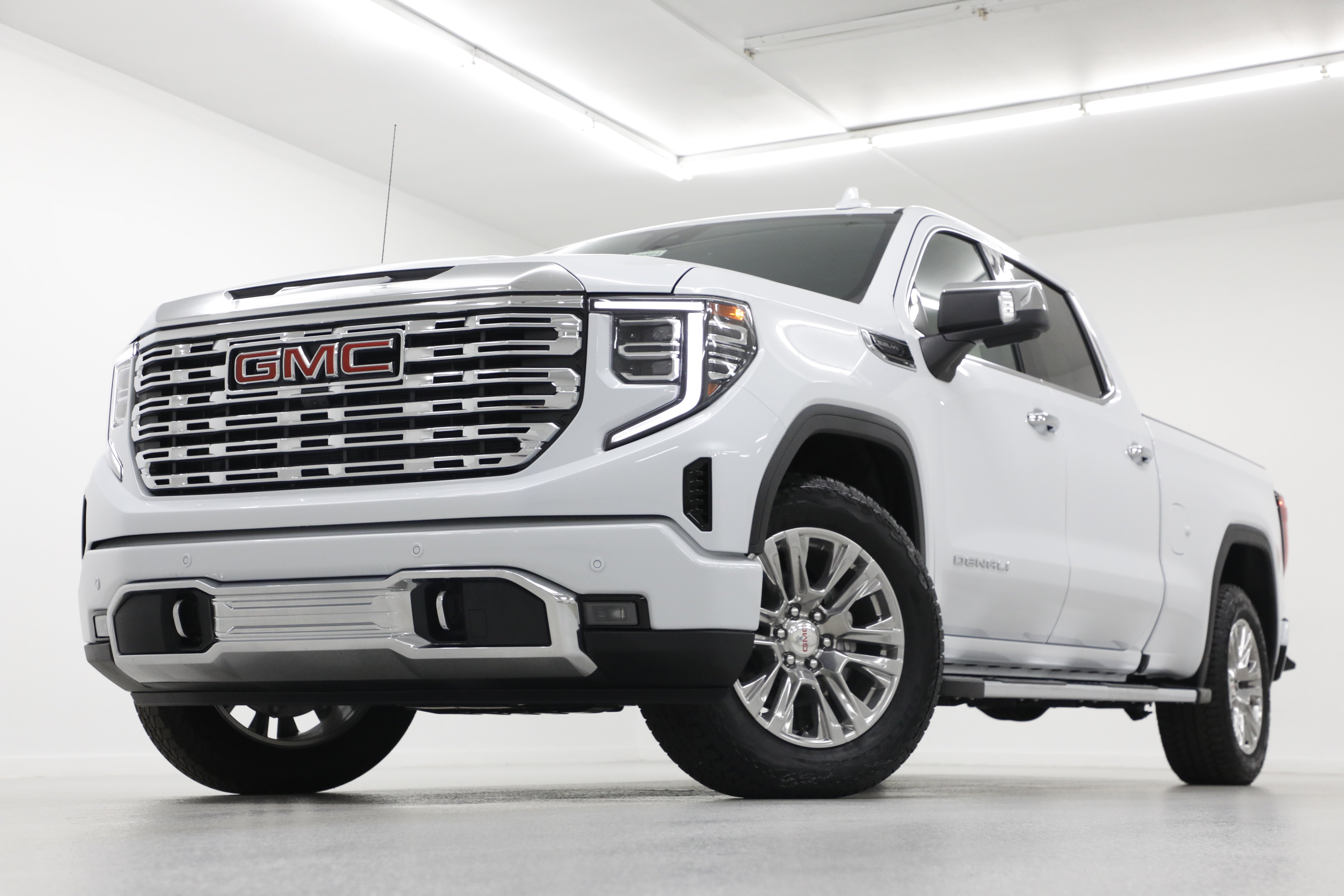 2026 GMC Sierra 1500 Denali in Glacier White Tricoat — front three-quarter view